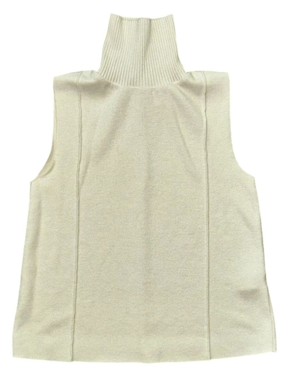 Zara Sleeveless Cream Knit Turtleneck Sweater Vest Small